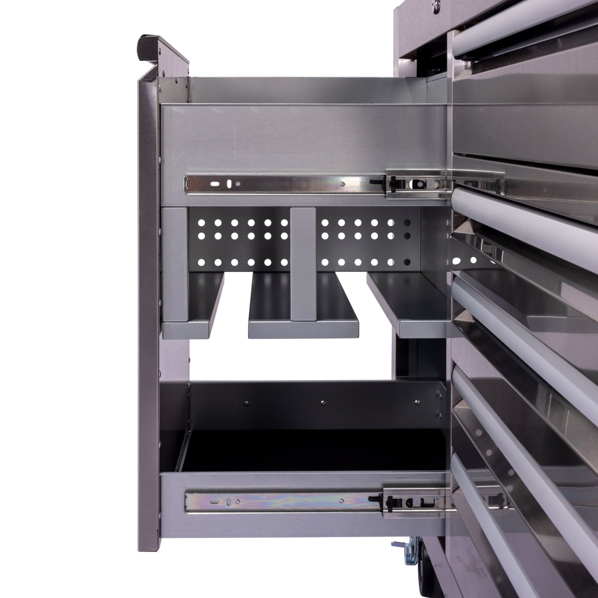 SGS 61in Stainless Steel 9 Drawer Tool Chest | Split Wooden Lift-Up Worktop